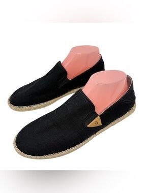 OluKai Kaula Pa’a Kapa Size 10 Espadrille slip on loafers Canvas Black shoes